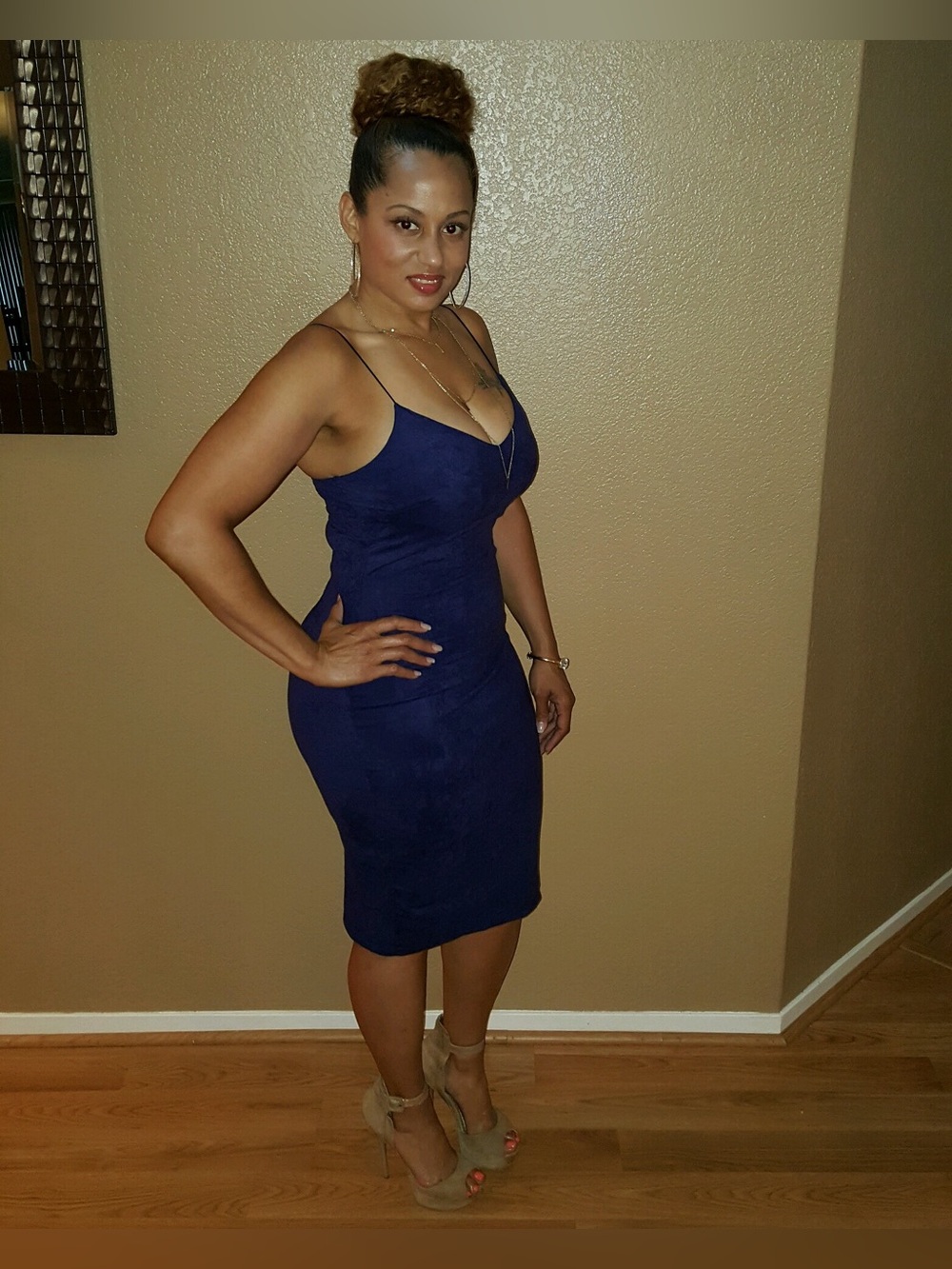 Women’s Navy Blue Spaghetti Strap Bodycon Dress
